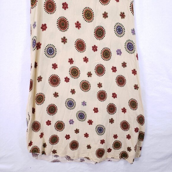 Fanda Beige Colorful Floral Print Relaxed Boho  Moo Moo Dress XL - Picture 3 of 14